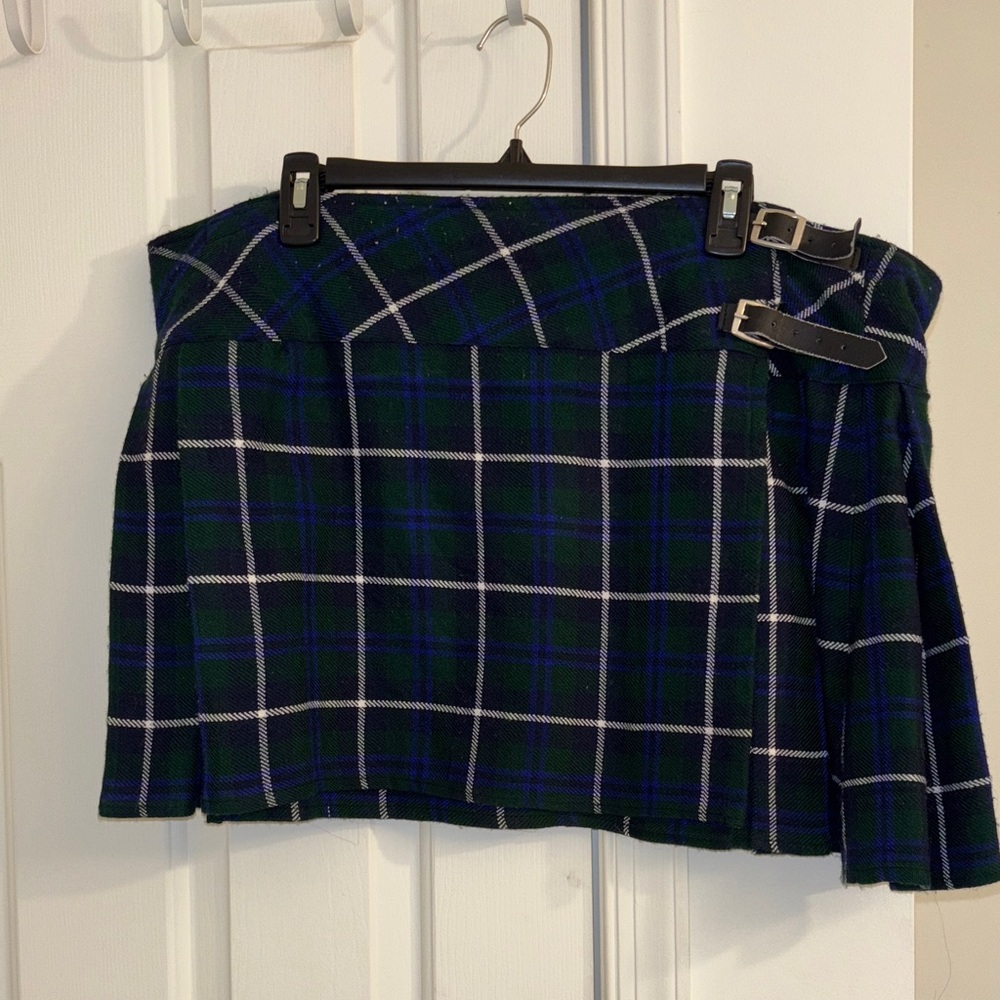 Plaid Women's Skirt in Blue and Green